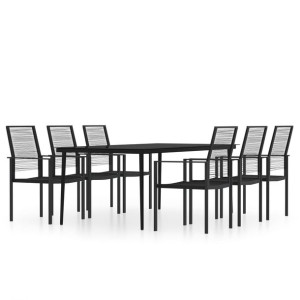 7-częściowy zestaw mebli ogrodowych, czarny