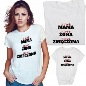 Wygodna Koszulka Biała Damska Super Żona Wz Xl
