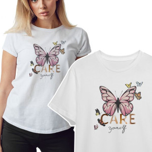 Wygodna Koszulka Biała Damska T-shirt Różne Wz S