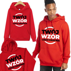 Bluza Kaptur CZERW KREATOR Twoje Zdjęcie Logo XL