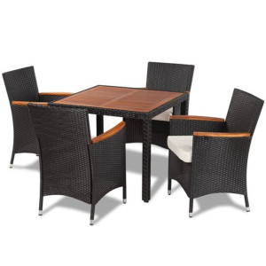 5-cz. zestaw mebli ogrodowych z poduszkami, rattan PE, czarny
