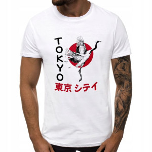 Koszulka Męska Biała HARAJUKU Tokyo Wzory - 2XL