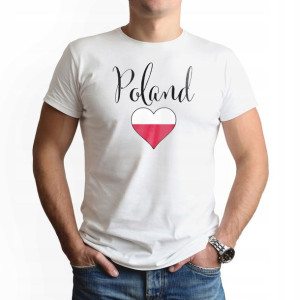 Koszulka Męska BIAŁA LOVE POLAND Różne Wzory M
