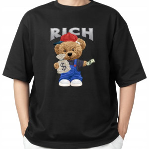 Koszulka Modna Męska Black TEDDY MISIE Wzory- 3XL