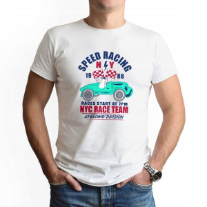Podkoszulek Męski Biały XL nadruk SPEED RACING 1