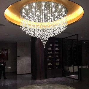 Lampa Sufitowa Kryształowy Wir LED Nowoczesna 150cm Przezroczysty 6000K