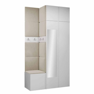 GARDEROBA Orion XXXVI panele tapicerowane + meble białe