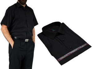 Elegancka czarna koszula męska krótki rękaw duże rozmiary 49/50-5XL
