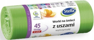 Worki Na Śmieci z Uszami Wytrzymałe 45L Zielone