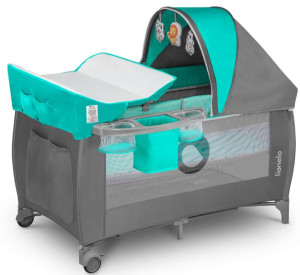 Lionelo Sven Plus łóżeczko turystyczne Turquoise Grey