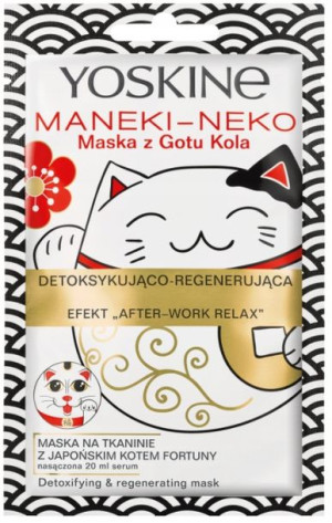 Yoskine Maska w Płacie Maneki-Neko Cat Detoksykuje