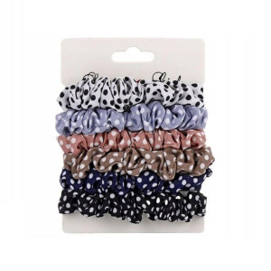 Gumki Do Włosów Scrunchie Kolorowe w Kropki 6szt.