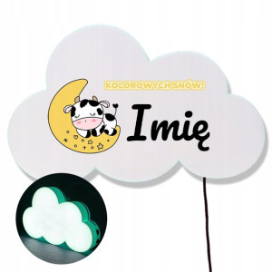 Lampka Chmurka Miętowa Pokoju Dziecka Imie Wzory