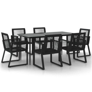 7-częściowy zestaw mebli ogrodowych, czarny, rattan PVC