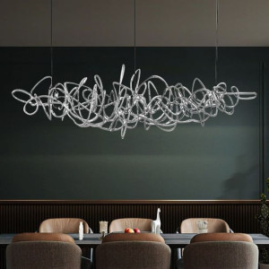 Lampa Wisząca Terzani Doodle LED Nowoczesna 150cm x 35cm Chrom 6000K