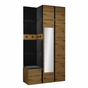 GARDEROBA Orion XXXVI panele tapicerowane + meble dąb artisan