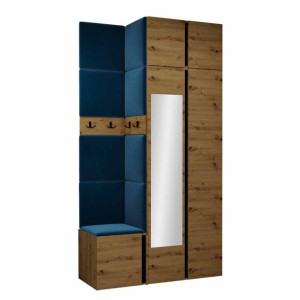 GARDEROBA Orion XXXVI panele tapicerowane + meble dąb artisan
