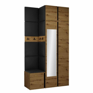 GARDEROBA Orion XXXVI panele tapicerowane + meble dąb artisan