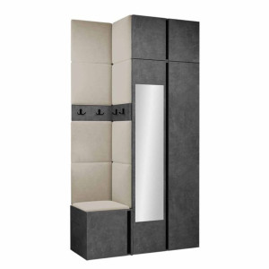 GARDEROBA Orion XXXVI panele tapicerowane + meble kolor beton
