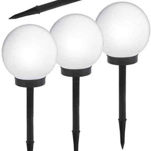 Zestaw 3 X Lampa Solarna Led Wbijana Biała Kula