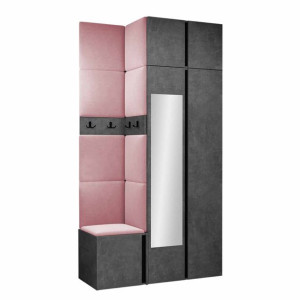GARDEROBA Orion XXXVI panele tapicerowane + meble kolor beton
