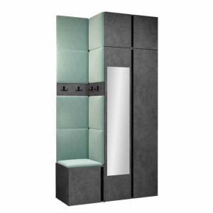 GARDEROBA Orion XXXVI panele tapicerowane + meble kolor beton