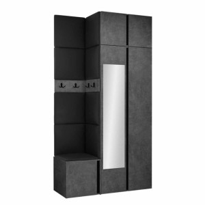 GARDEROBA Orion XXXVI panele tapicerowane + meble kolor beton