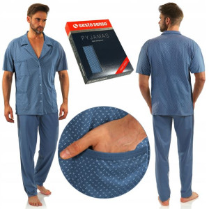 Sesto Senso Piżama Męska Krótka Kotwice Jeans M