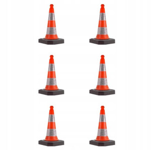 Pachołek ostrzegawczy drogowy twardy 54cm 6 szt