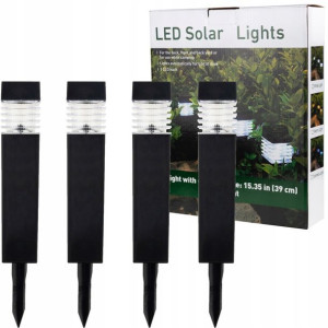 Lampki Solarne Ogrodowe Led Wbijane Czarne 4szt