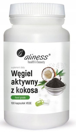 Aliness Węgiel aktywny z kokosa VEGE 100kapsułek