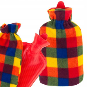 Termofor Gumowy Pokrowiec Polarowy Duży 2l Kratka