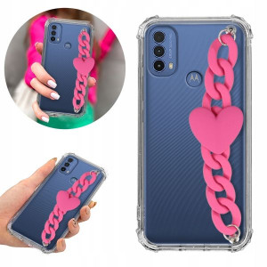 Etui Antishock Blink do MOTOROLA E40 Róż Łańcuszek