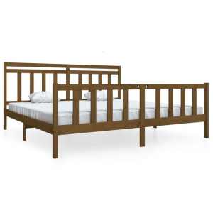 Rama łóżka, miodowy brąz, lite drewno, 200 x 200 cm