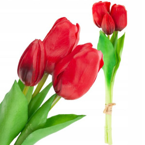Bukiet Tulipanów Gumowanych Czerwonych 3szt Lux