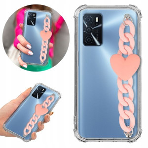 Etui Antishock Blink do OPPO A16s Łańcuszek Różowy