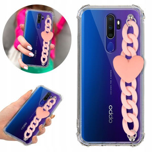 Etui Antishock Blink do OPPO A9 2020 Łańcuszek Róż