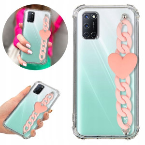 Etui Antishock Blink do OPPO A92 Łańcuszek Różowy