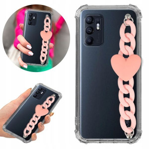 Etui Antishock Blink do OPPO RENO 6 Łańcuszek Róż