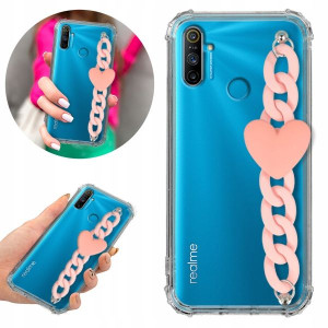 Etui Antishock Blink do REALME C3 Łańcuszek Różowy