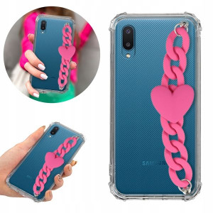 Etui Antishock Blink do SAMSUNG A02 Róż Łańcuszek
