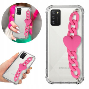 Etui Antishock Blink do SAMSUNG A02S Róż Łańcuszek