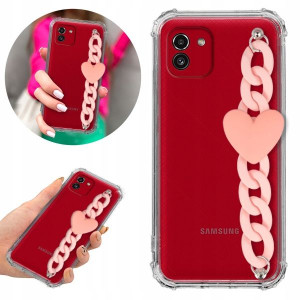 Etui Antishock Blink do SAMSUNG A03 Łańcuszek Róż