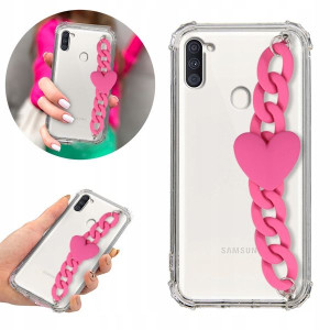 Etui Antishock Blink do SAMSUNG A11 Róż Łańcuszek
