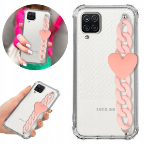 Etui Antishock Blink do SAMSUNG A12 Łańcuszek Róż
