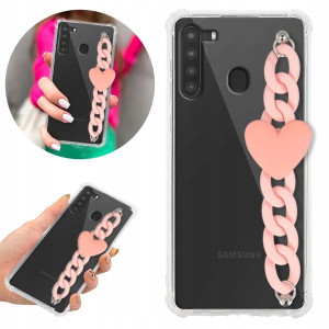 Etui Antishock Blink do SAMSUNG A21 Łańcuszek Róż