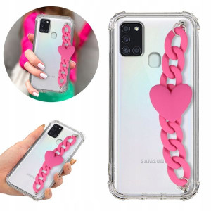Etui Antishock Blink do SAMSUNG A21s Róż Łańcuszek