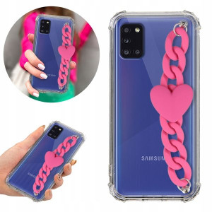 Etui Antishock Blink do SAMSUNG A31 Róż Łańcuszek
