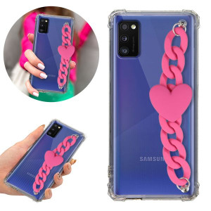 Etui Antishock Blink do SAMSUNG A41 Róż Łańcuszek