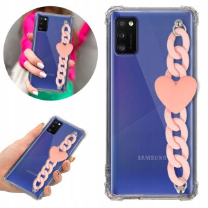 Etui Antishock Blink do SAMSUNG A41 Łańcuszek Róż